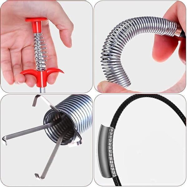 Drain Catcher Claw Tool – 5ft Stainless Steel Hair Remover for Sink, Shower & Bathtub | Flexible Drain Cleaning Stick for Kitchen & Bathroom - Image 3