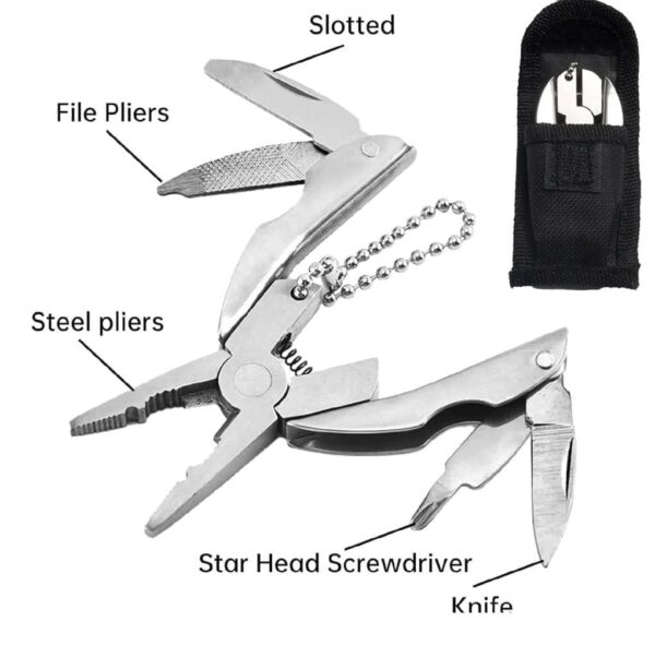 Mini Portable Pocket Plier Keychain – Stainless Steel Multifunctional Folding Tool Kit with Screwdriver, Pliers, Knife - Image 3