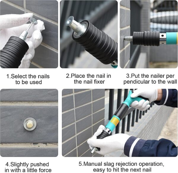 Manual Steel Nail Gun – Portable Concrete Nail Shooting Machine with 100 Nails, Adjustable Power - Image 5