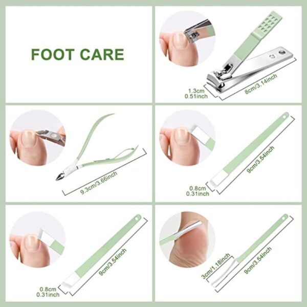 16 in1 Manicure kit for men and women – Stainless Steel Nail Grooming Set with Leather Case - Image 2