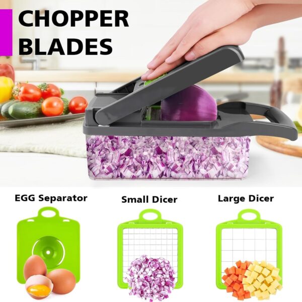 14 in 1 Food Chopper with 8 Blades and Container Multifunctional Food Vegetable Cutter - Image 4