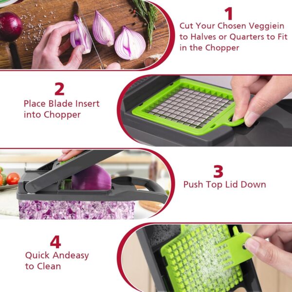 14 in 1 Food Chopper with 8 Blades and Container Multifunctional Food Vegetable Cutter - Image 5
