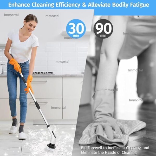 9-in-1 Electric Scrubber Brush | Rechargeable Spin Cleaning Machine for Home, Bathroom, Tiles, Floors, Cars & More | 2-Speed Multipurpose Cleaner with Storage Kit - Image 8