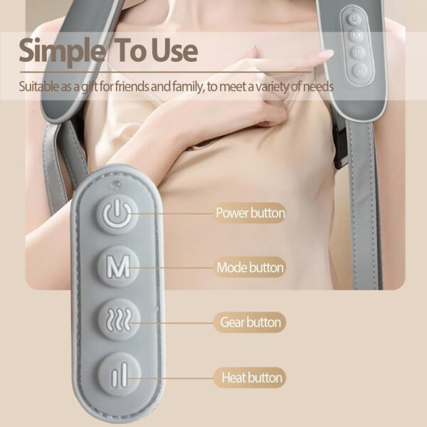 Wireless Neck and Back Massager with Heat – Shiatsu Rechargeable Shoulder Massager for Pain Relief, Portable Body Massage Machine for Home, Office, Travel - Image 6