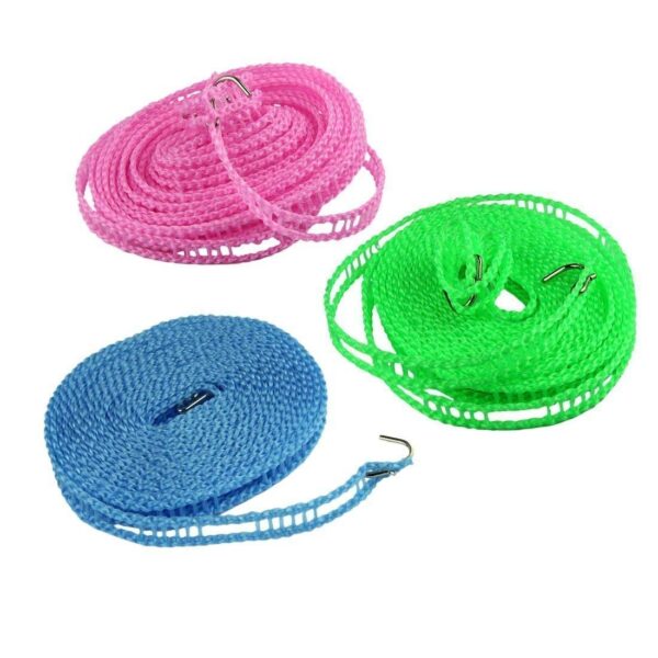 5 Meter Windproof Anti-Slip Nylon Clothes Drying Rope with Hooks | Flexible Laundry Line (2 Pcs) - Image 4