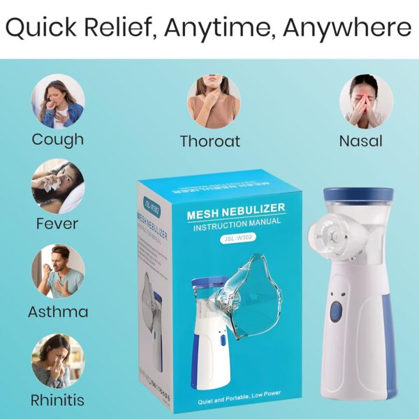 Portable Mesh Nebulizer Machine – Compact Nebulizer for COPD, Asthma, Cold, Cough & Cystic Fibrosis | Silent Mist Inhaler for Adults & Children - Image 6