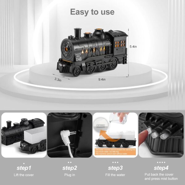 Train Aromatherapy Humidifier with Remote Control – 300ml Essential Oil Diffuser - Image 3
