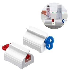 Rolling Tube Toothpaste Squeezer – Plastic Toothpaste Dispenser Seat Holder with Rotating Handle for Bathroom Use