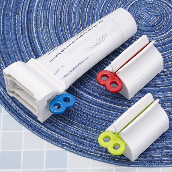 Rolling Tube Toothpaste Squeezer – Plastic Toothpaste Dispenser Seat Holder with Rotating Handle for Bathroom Use - Image 3