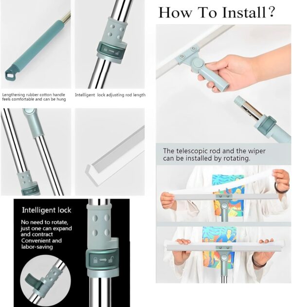 Bathroom Cleaning Wiper Brush with Long Handle – 3-in-1 Floor Scrubber with 180° Rotating Head, Tiles Cleaning Brush & Floor Squeegee for Bathroom, Kitchen, Walls, and Windows - Image 5