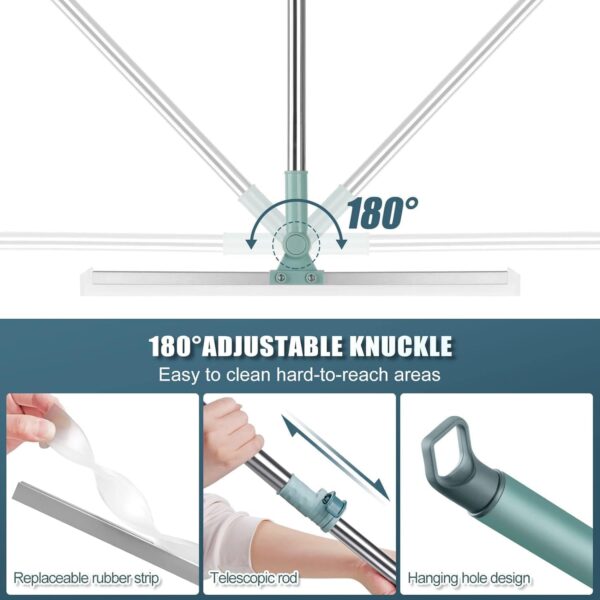 Bathroom Cleaning Wiper Brush with Long Handle – 3-in-1 Floor Scrubber with 180° Rotating Head, Tiles Cleaning Brush & Floor Squeegee for Bathroom, Kitchen, Walls, and Windows - Image 2