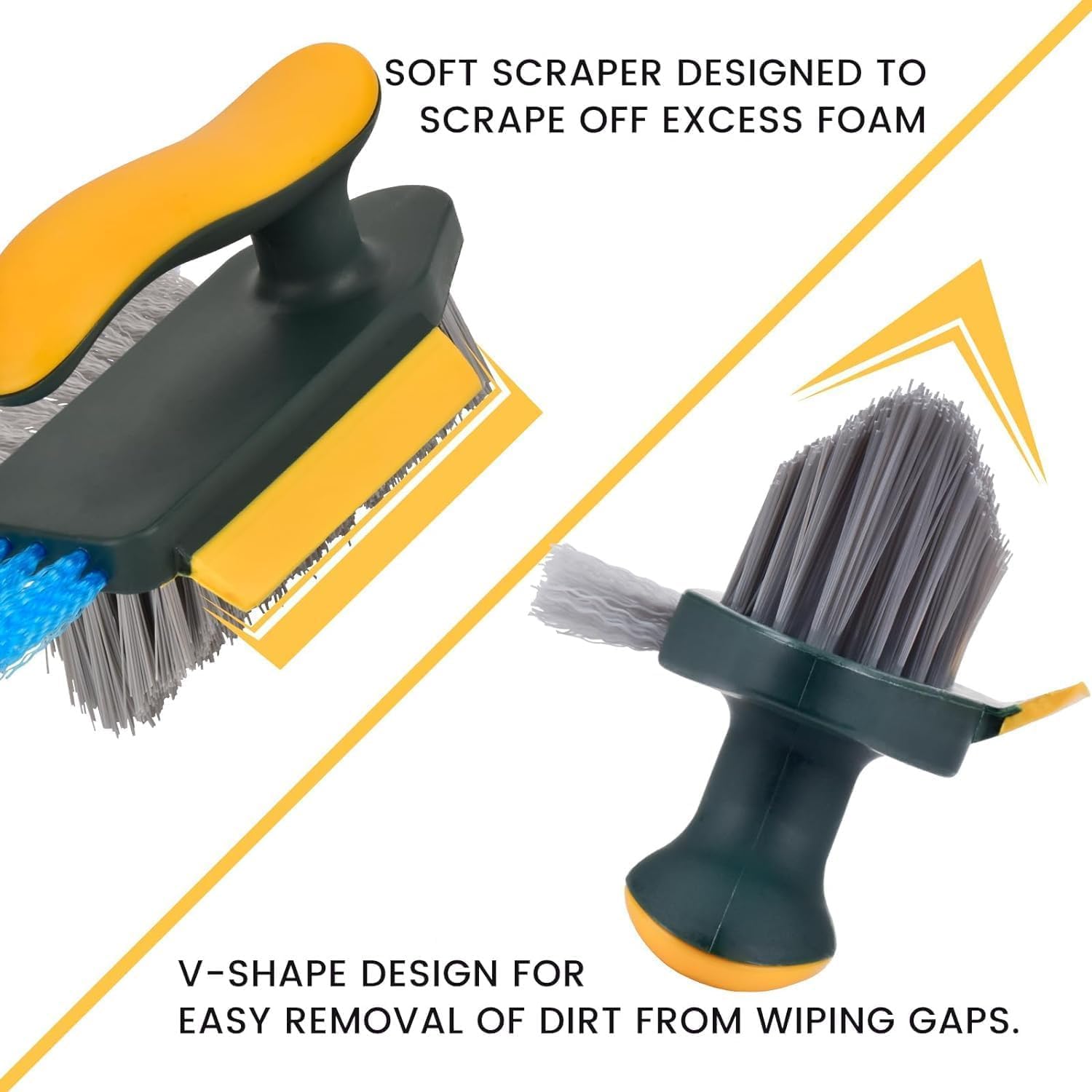 4-in-1 Tile Grout Cleaner Brush with Squeegee & V-Shape Gap Scrub Brush | Multifunctional Floor Cleaning Tool for Corners, Gaps & Crevices - Image 3